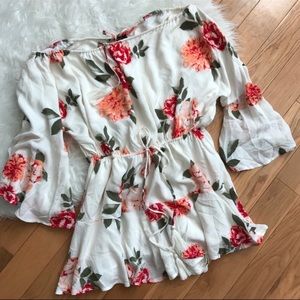 Vici collection red floral romper